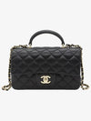 Top Handle Lambskin Mini Flap Cross Bag Black - CHANEL - BALAAN 3