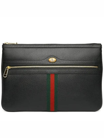 Ophidia leather clutch bag black - GUCCI - BALAAN.