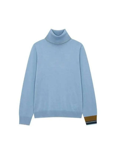 PS Women s Glitter Trim Roll Neck Knit Blue 270303 - PAUL SMITH - BALAAN 1