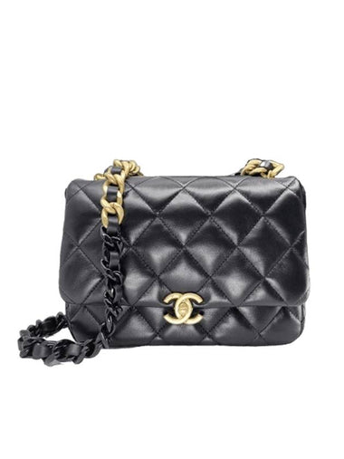 CC Quilted Flap Chain Small Leather Cross Bag Black - CHANEL - BALAAN 1