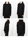 Logo Patch Crew Neck Cotton Nylon Knit Top Black - STONE ISLAND - BALAAN 3