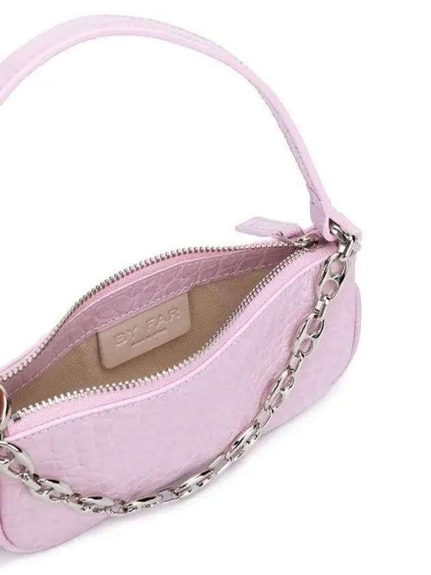 Mini Rachel Crocker Embossed Leather Shoulder Bag Pink - BY FAR - BALAAN 8