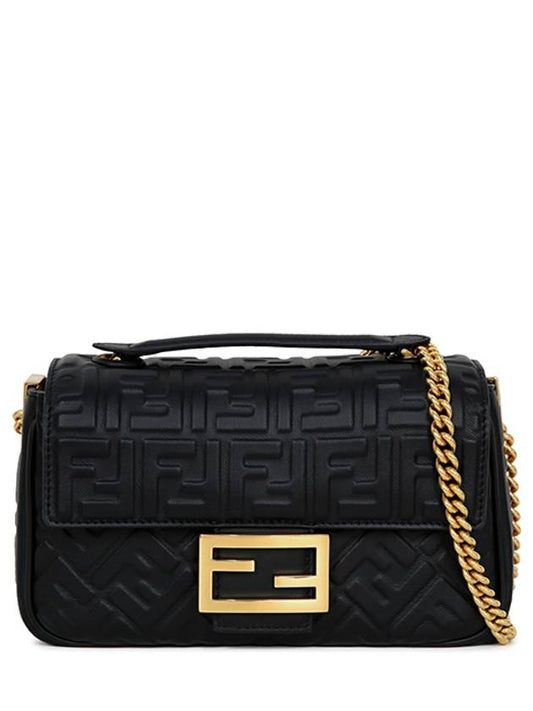 Baguette Medium Nappa Leather Chain Shoulder Bag Black - FENDI - BALAAN 2