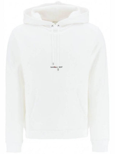 Men's Chest Small Logo Hoodie White - SAINT LAURENT - BALAAN 1