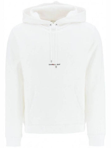 Men's Chest Small Logo Hoodie White - SAINT LAURENT - BALAAN 1