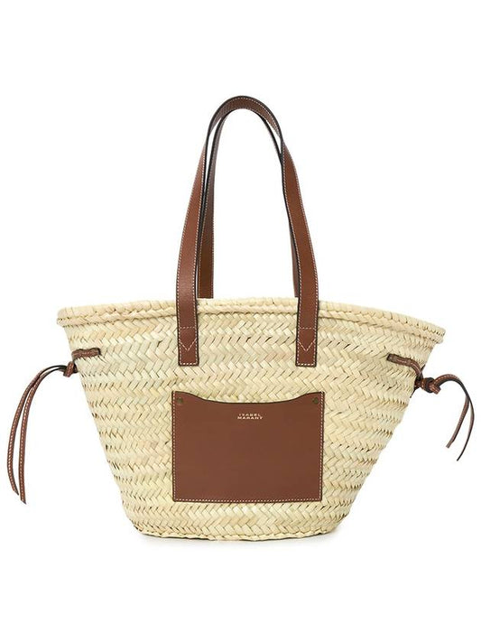 Cadix Drawstring Raffia Tote Bag Natural Cognac - ISABEL MARANT - BALAAN 2