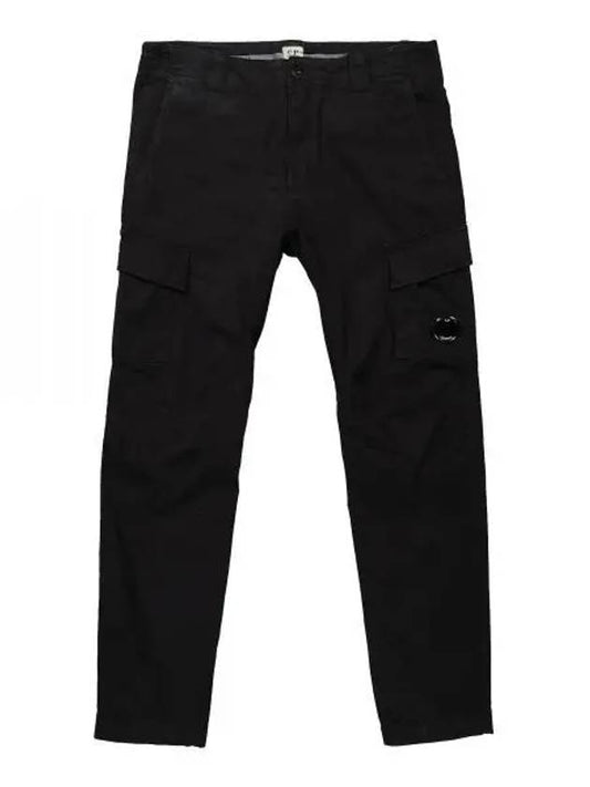 Lens Patch Stretch Satin Cargo Straight Pants Black - CP COMPANY - BALAAN 2