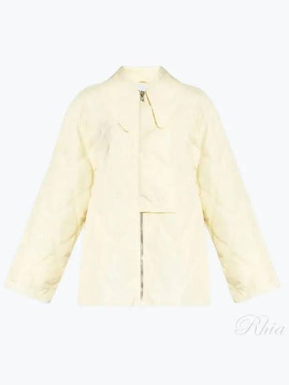 Pointed Collar Diamond Quilted Zip-Up Jacket White - GANNI - BALAAN 2