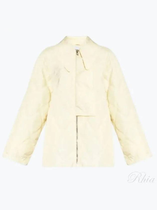 Pointed Collar Diamond Quilted Zip-Up Jacket White - GANNI - BALAAN 2