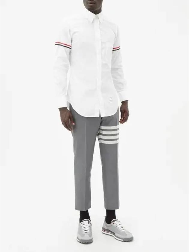 Men's Poplin Grosgrain Armband Classic Long Sleeve Shirt White - THOM BROWNE - BALAAN 3