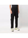 Brushed Textured Recycled Cotton Cargo Pants Black - STONE ISLAND - BALAAN 4