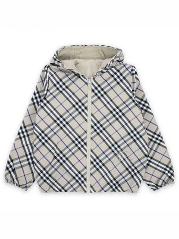 Kids Reversible Check Hooded Jacket Neutral 8088510 8 10Y 1062715 - BURBERRY - BALAAN 1