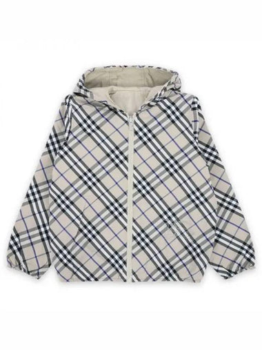 Kids Reversible Check Hooded Jacket Neutral 8088510 8 10Y 270927 1062715 - BURBERRY - BALAAN 1