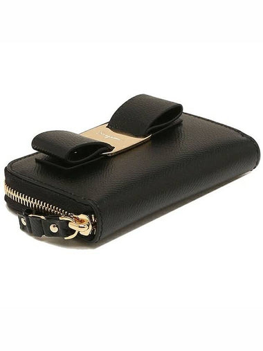 Vara Bow Zipper Card Wallet Black - SALVATORE FERRAGAMO - BALAAN 6