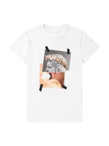 Men's Roman Lion Print Short Sleeve T-Shirt White - NEIL BARRETT - BALAAN 1