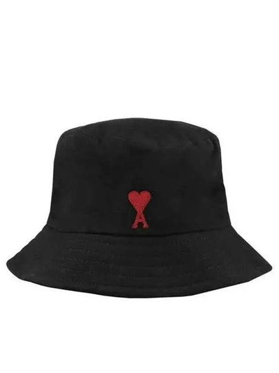 De Coeur Embroidery Bucket Hat Black - AMI - BALAAN 2