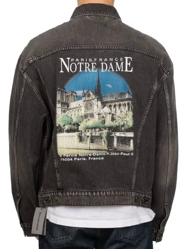 Notre Dame Print Denim Jacket Black - BALENCIAGA - BALAAN 6