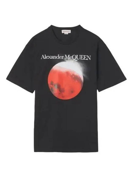Red Moon Short Sleeve T Shirt Black Tee - ALEXANDER MCQUEEN - BALAAN 1