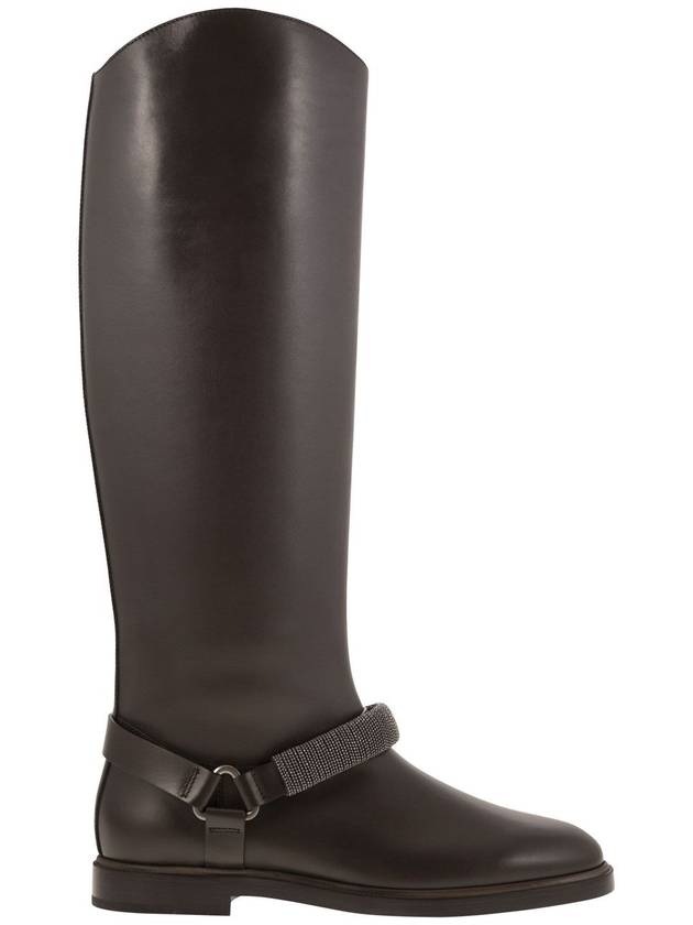 Mat Calf Boots with Precious Ribbed Strap - BRUNELLO CUCINELLI - BALAAN 1