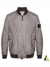 Men's Wappen Patch Zip-Up Bomber Jacket Grey Brown - STONE ISLAND - BALAAN 2