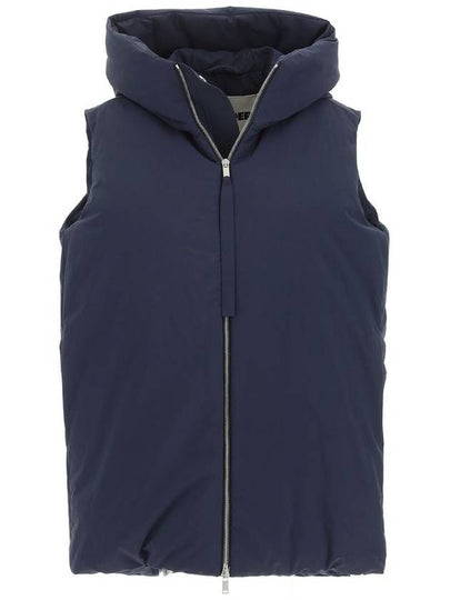 Zipper Hooded Oversized Down Vest Navy - JIL SANDER - BALAAN 2