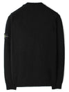 Logo Patch Lambswool Crewneck Knit Top Black - STONE ISLAND - BALAAN 3