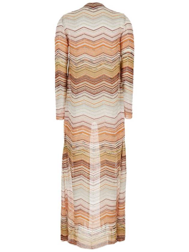 Multicolor Long Dress With Decorative Sequins And Zig Zag Motif In Viscose Blend Woman - MISSONI - BALAAN 1