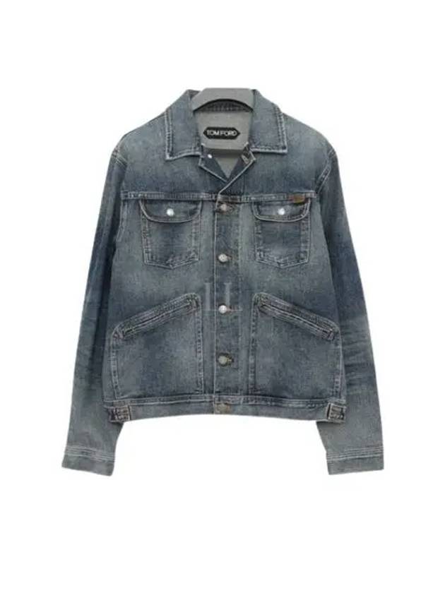 Classic Logo Tab Flap Pocket Denim Jacket Blue - TOM FORD - BALAAN 2