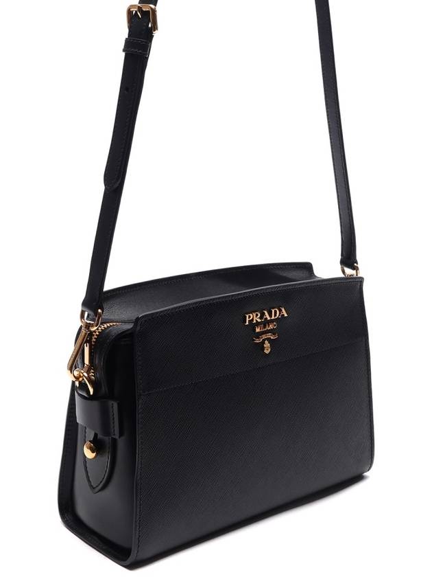 Saffiano Soft Leather Square Cross Bag Black - PRADA - BALAAN 4