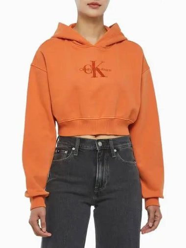 JEANS Women s Orange Mineral Dye Monologo Hoodie J222491 SEC - CALVIN KLEIN - BALAAN 1