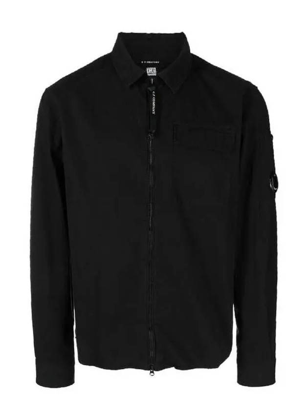 Lens Wappen Gabardine Shirt Zip-up Jacket Black - CP COMPANY - BALAAN 2