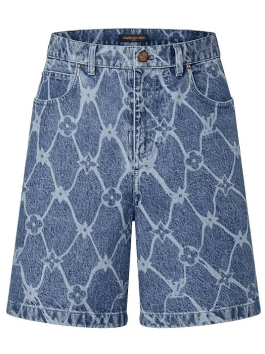 Monogram Printed Denim Shorts Indigo - LOUIS VUITTON - BALAAN 1