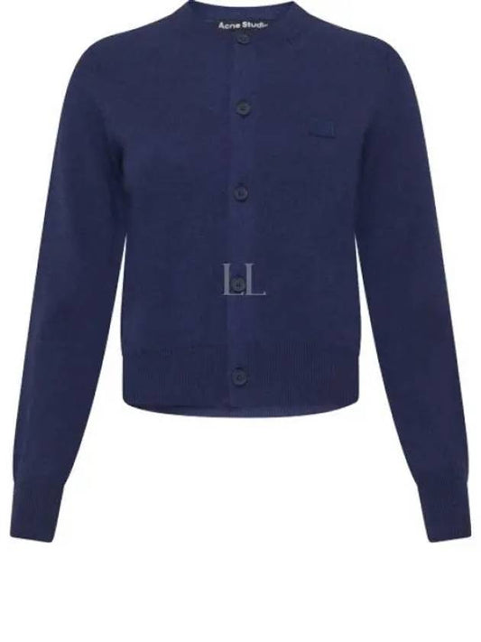 Wool Crew Neck Cardigan Blue - ACNE STUDIOS - BALAAN 2