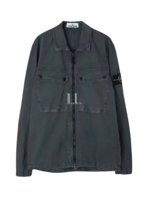 Brushed Organic Cotton Overshirt Jacket Dark Grey - STONE ISLAND - BALAAN 2