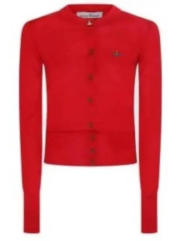 Bea Embroidered Logo Cardigan Red - VIVIENNE WESTWOOD - BALAAN 2