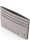 V Logo Signature Leather Card Holder Pearl Grey - VALENTINO - BALAAN 5