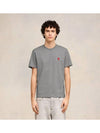 Small Heart Logo Short Sleeve T-Shirt Grey - AMI - BALAAN 5