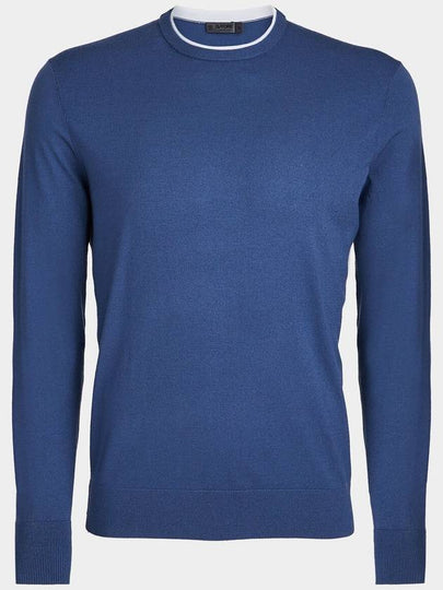 Men's Crew Neck Merino Wool Blend Sweater Blue - G/FORE - BALAAN 2