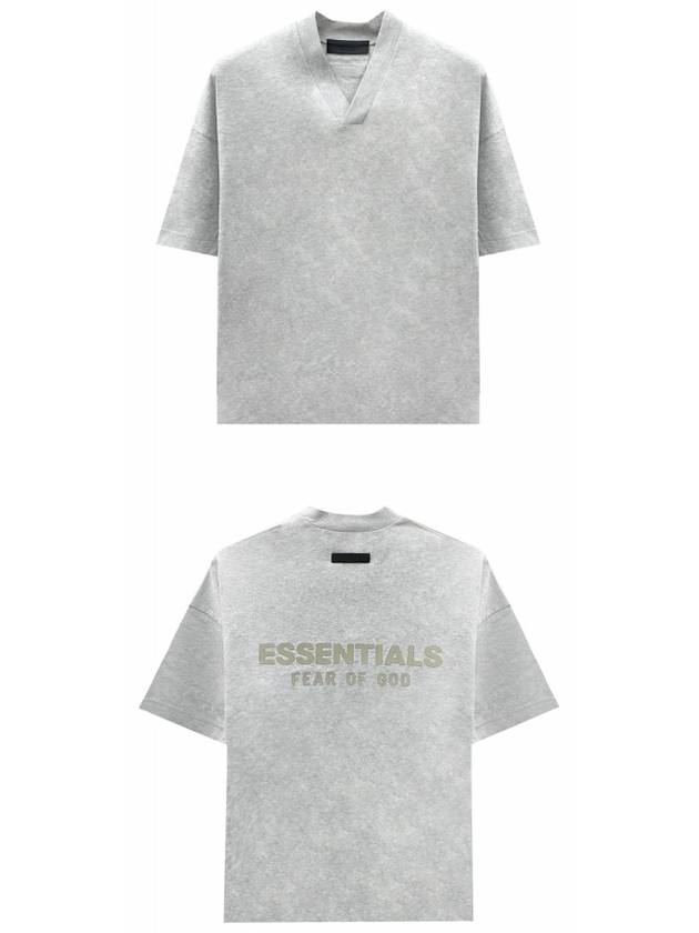 125SP244216F 127 Essential Spring Logo V neck Short Sleeve T shirt Light Heather Gray Men s TLS - FEAR OF GOD - BALAAN 4