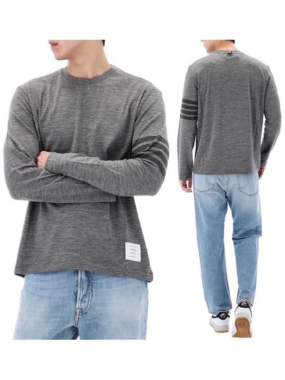 4-Bar Long Sleeve T-Shirt Grey - THOM BROWNE - BALAAN 2