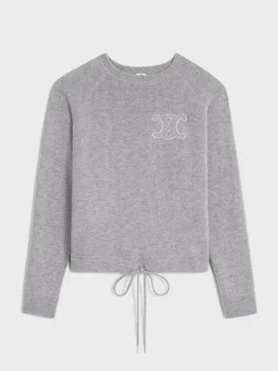 Triomphe Patch Wool Cashmere Crew Neck Sweater Grey - CELINE - BALAAN 2