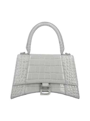 Crocodile Embossed Hourglass Small Calfskin Tote Bag Gray - BALENCIAGA - BALAAN 1