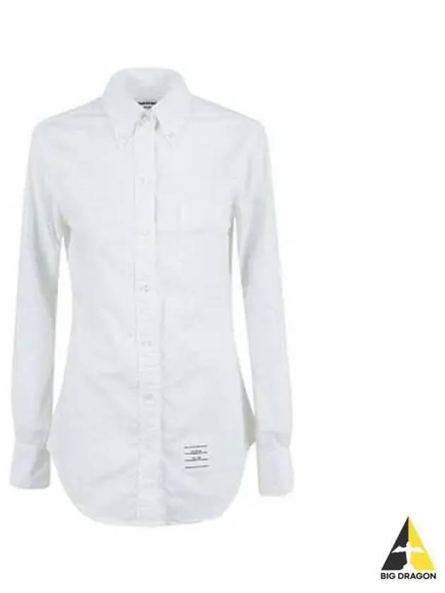 Women s Logo Patch Long Sleeve Shirt White FLL005A 06177 - THOM BROWNE - BALAAN 1