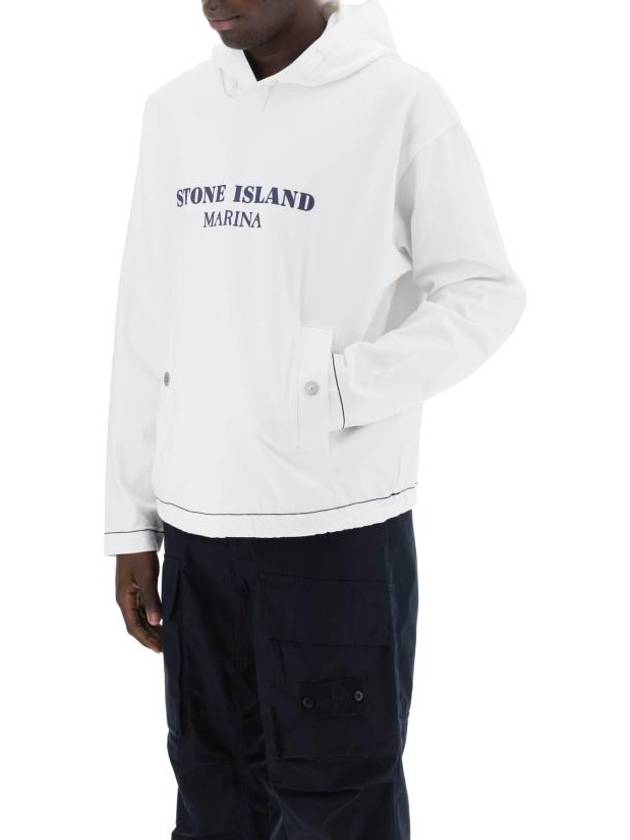 Old Treatment Oversized Fit Cotton Hoodie White - STONE ISLAND - BALAAN 5