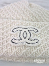 CC Logo Cashmere Beanie Cloche Winter Hat White Cream Ivory AAA201 - CHANEL - BALAAN 7