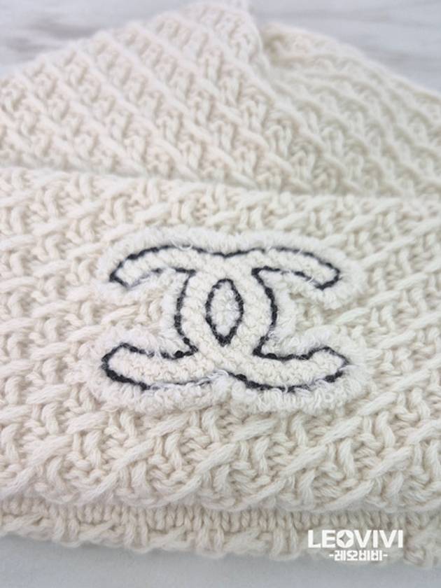 CC Logo Cashmere Beanie Cloche Winter Hat White Cream Ivory AAA201 - CHANEL - BALAAN 7