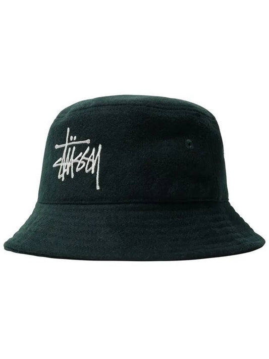 Fuzzy Wool Basic Bucket Hat Green 1321068 - STUSSY - BALAAN 1