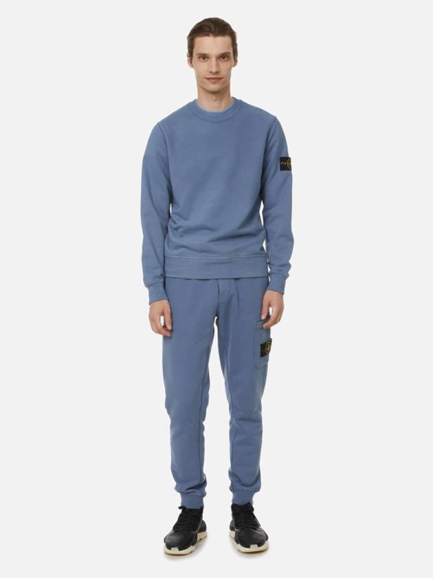 Logo Patch Sweatshirt Blue - STONE ISLAND - BALAAN 5