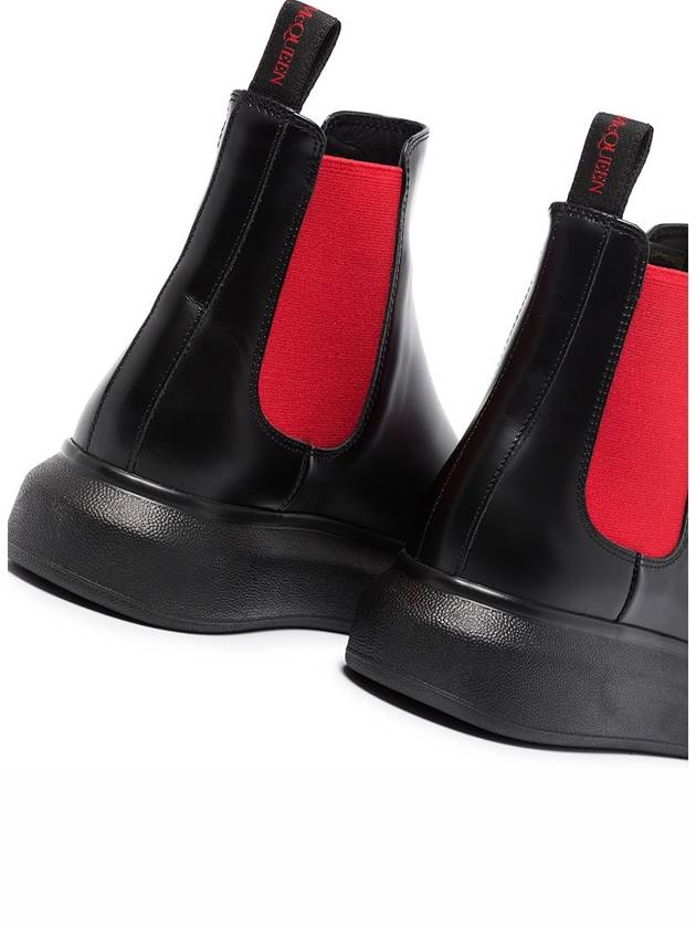 Contrast Panel Chelsea Boots Red Black - ALEXANDER MCQUEEN - BALAAN.