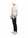 V-Neck 4-Bar Wool Cardigan White - THOM BROWNE - BALAAN 5